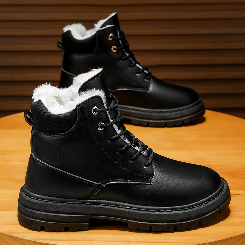 Férfi Kandali Martin téli bakancsok, PU felső rész, PVC talp, vízálló és melegen tartó, fűzés elöl, középmagas sarka 3-5 cm