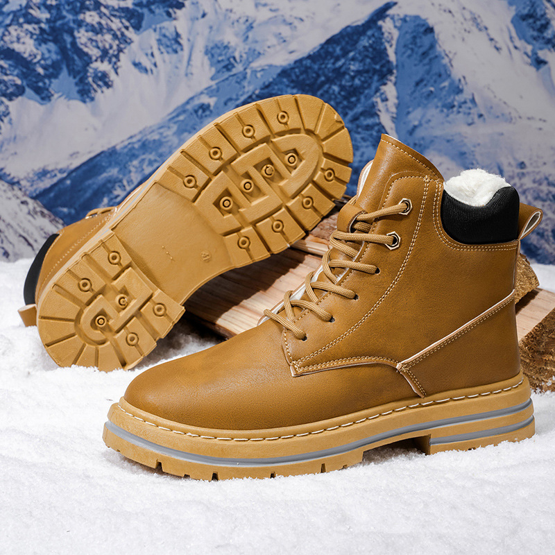 Férfi Kandali Martin téli bakancsok, PU felső rész, PVC talp, vízálló és melegen tartó, fűzés elöl, középmagas sarka 3-5 cm
