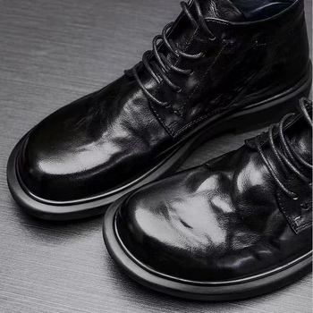 Férfi Martin bakancs split bőrből, gumírozott talppal, mindennapi stílus, 18–40 éves korosztály