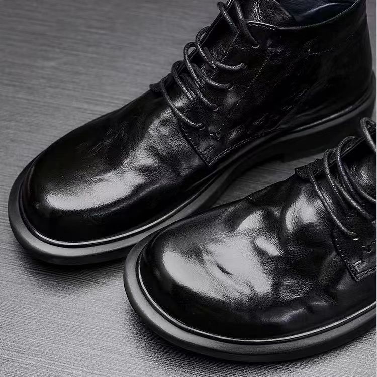 Férfi Martin bakancs split bőrből, gumírozott talppal, mindennapi stílus, 18–40 éves korosztály