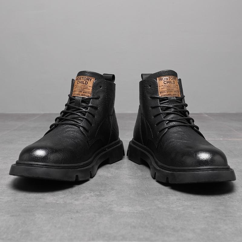 Férfi Martin-stílusú bakancsok, magas szárú, felsőrész split bőr, gumitalp, PU talpbetét, hálós belső bélés, melegen tart