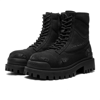 Unisex Martin čizme za zimu, gornji dio od mješovitog materijala, potplat od gume, okrugli vrh, visina pete 3–5 cm