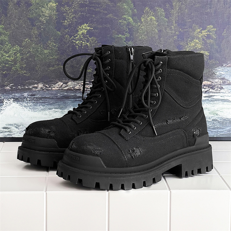 Unisex Martin čizme za zimu, gornji dio od mješovitog materijala, potplat od gume, okrugli vrh, visina pete 3–5 cm