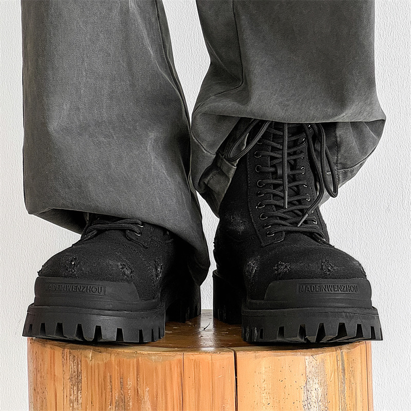 Unisex Martin čizme za zimu, gornji dio od mješovitog materijala, potplat od gume, okrugli vrh, visina pete 3–5 cm