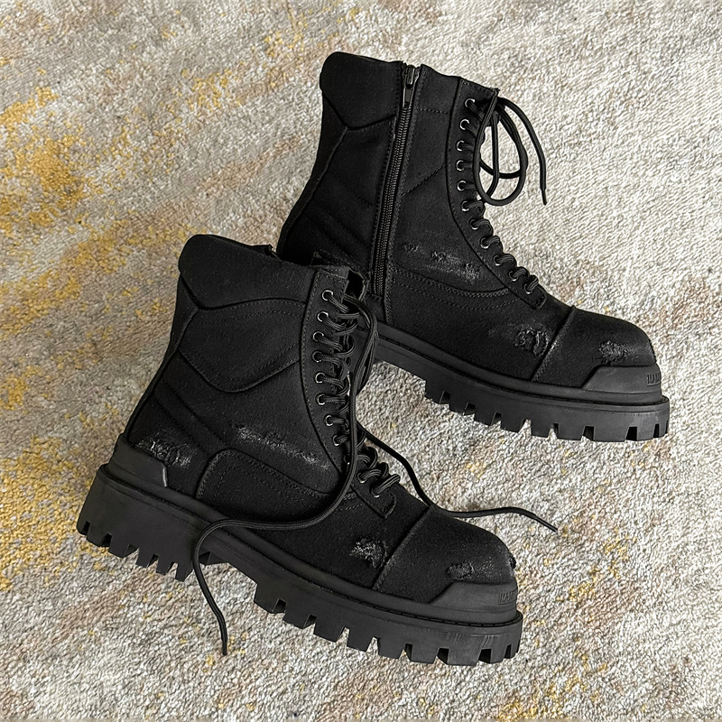 Unisex Martin čizme za zimu, gornji dio od mješovitog materijala, potplat od gume, okrugli vrh, visina pete 3–5 cm