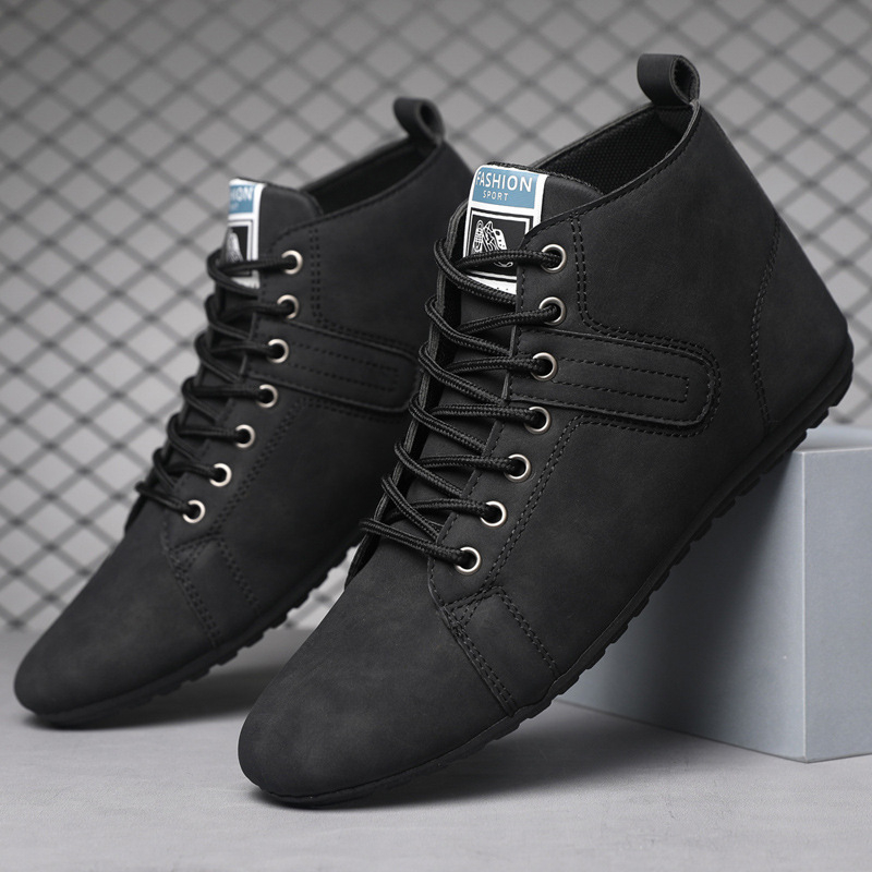 Férfi Martin csizmák – brit stílus, magas szárú, PU felsőrész, gumírozott talp, légáteresztő és könnyű őszre