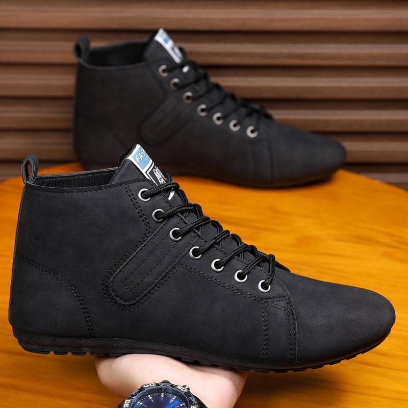 Férfi Martin csizmák – brit stílus, magas szárú, PU felsőrész, gumírozott talp, légáteresztő és könnyű őszre