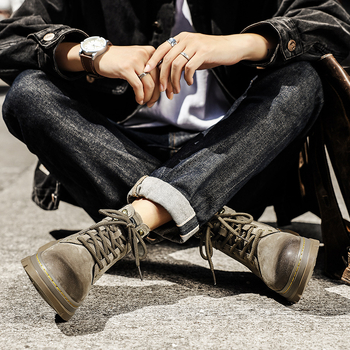 Martin bakancs valódi bőrből, felső pigskin, patchwork bőr, gumitalp, PU bélés, téli viselet