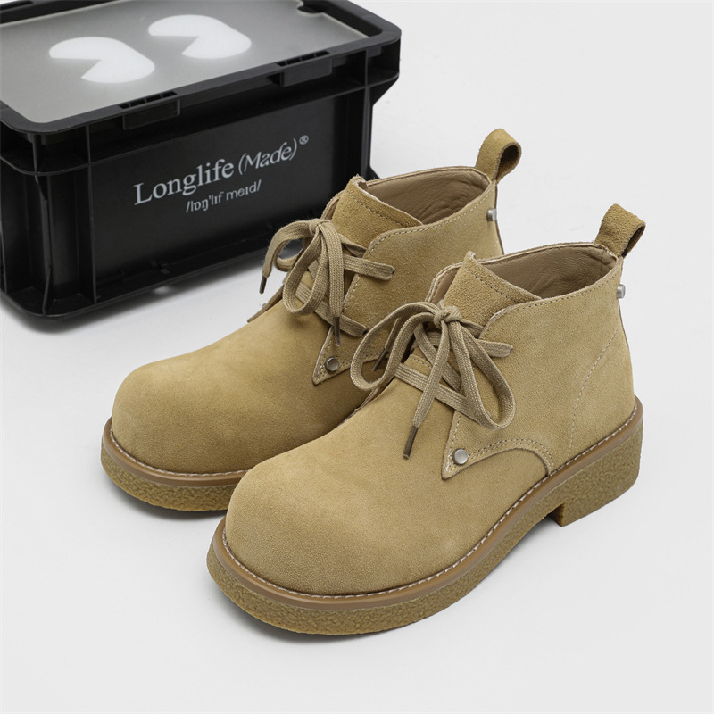 Muške Derby cipele s debelim potplatom i nubuk kožom, okrugli vrh, vintage stil Martin Boots 2612