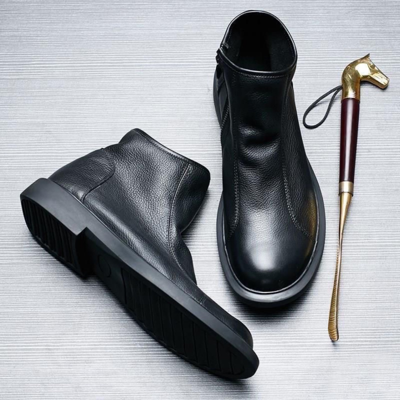 Uniszex valódi bőr Chelsea bakancs oldalsó cipzárral – téli