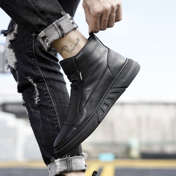 Martin csizmák férfiaknak, téli, magas szárú, PU felső rész, oldalsó cipzár