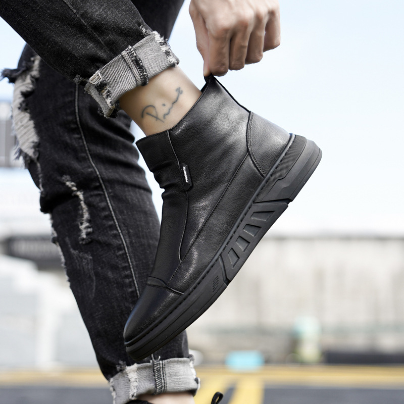 Martin csizmák férfiaknak, téli, magas szárú, PU felső rész, oldalsó cipzár