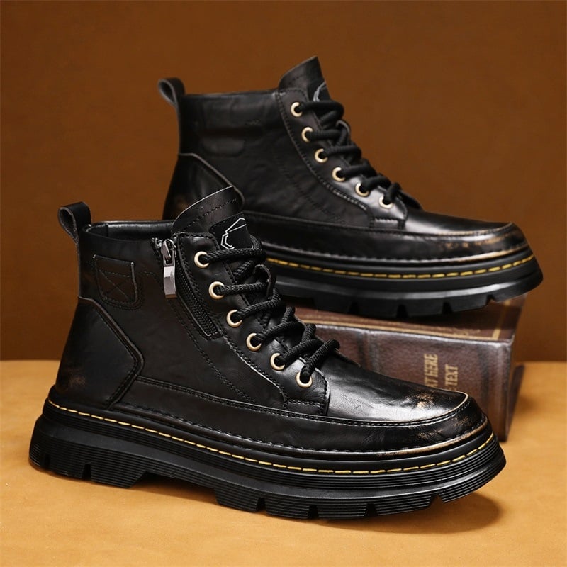 Martin topánky z pravej kože, gumová podrážka, bočný zips, stredná výška topánky, nízky podpätok 1-3 cm (pravej kože, gumová podrážka, bočný zips, stredná výška topánky, nízky podpätok)