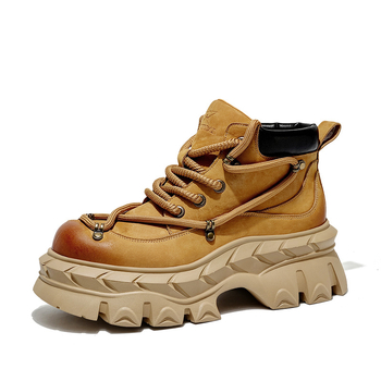 Martin čizme za muškarce, gornji dio od kože prvog sloja tele, zaobljeni vrh, potplat za povećanje visine, ulošak od prirodne kože, zimske čizme