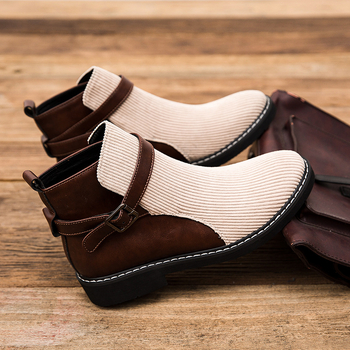 Martin topánky s navýšením výšky, priedušný syntetický vršok, pánske Chelsea topánky stredného lýtka, gumová podrážka