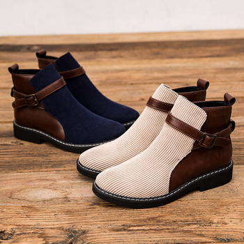 Martin topánky s navýšením výšky, priedušný syntetický vršok, pánske Chelsea topánky stredného lýtka, gumová podrážka