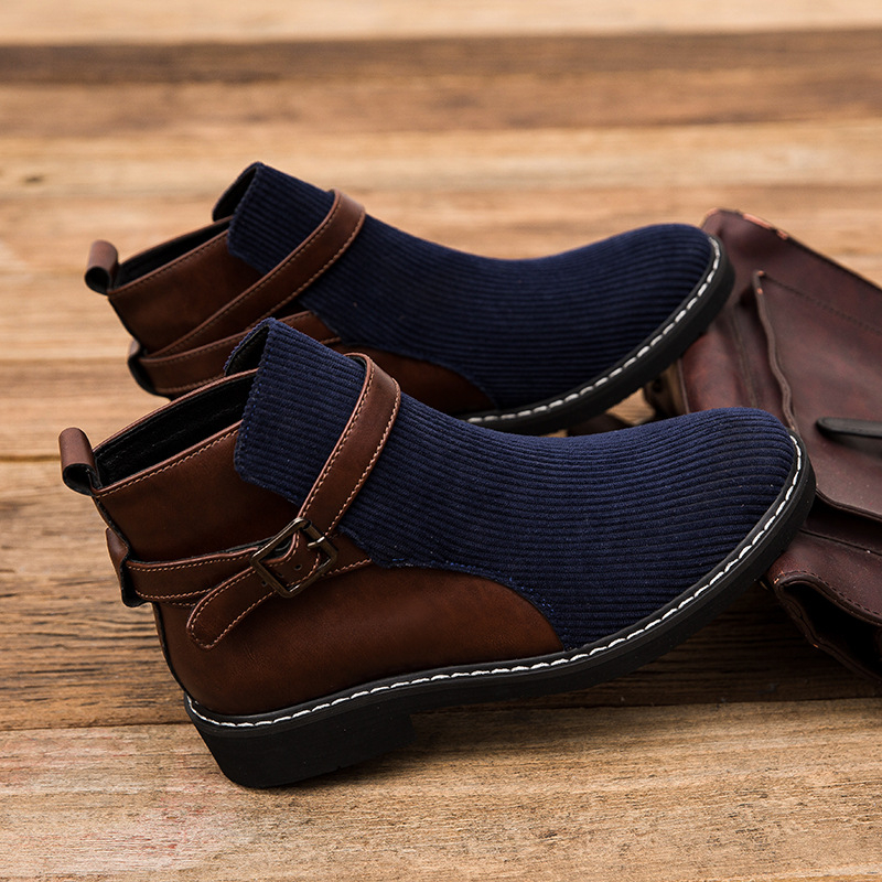 Martin topánky s navýšením výšky, priedušný syntetický vršok, pánske Chelsea topánky stredného lýtka, gumová podrážka