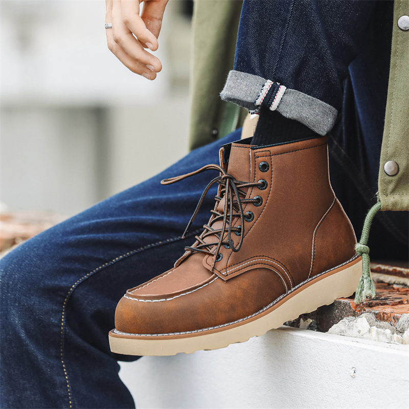 Martin čizme od prave kože, gornji dio od dvostruke kože, gumena potplat, okrugli vrh, srednja peta 3–5 cm, zimska verzija 2024