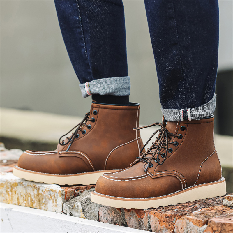 Martin čizme od prave kože, gornji dio od dvostruke kože, gumena potplat, okrugli vrh, srednja peta 3–5 cm, zimska verzija 2024