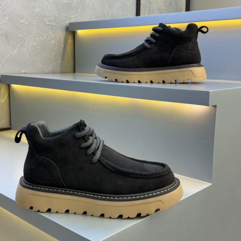 Muške radne čizme od nubuk kože, britanski stil Martin, srednje visine, debeli đon od gumene pjene, antislip