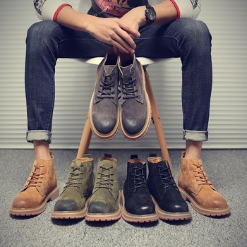 Muške Martin čizme, korejskog stila, gornji dio od svinjske kože, uložak od prirodne kože, potplat od gume