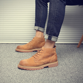 Muške Martin čizme, korejskog stila, gornji dio od svinjske kože, uložak od prirodne kože, potplat od gume