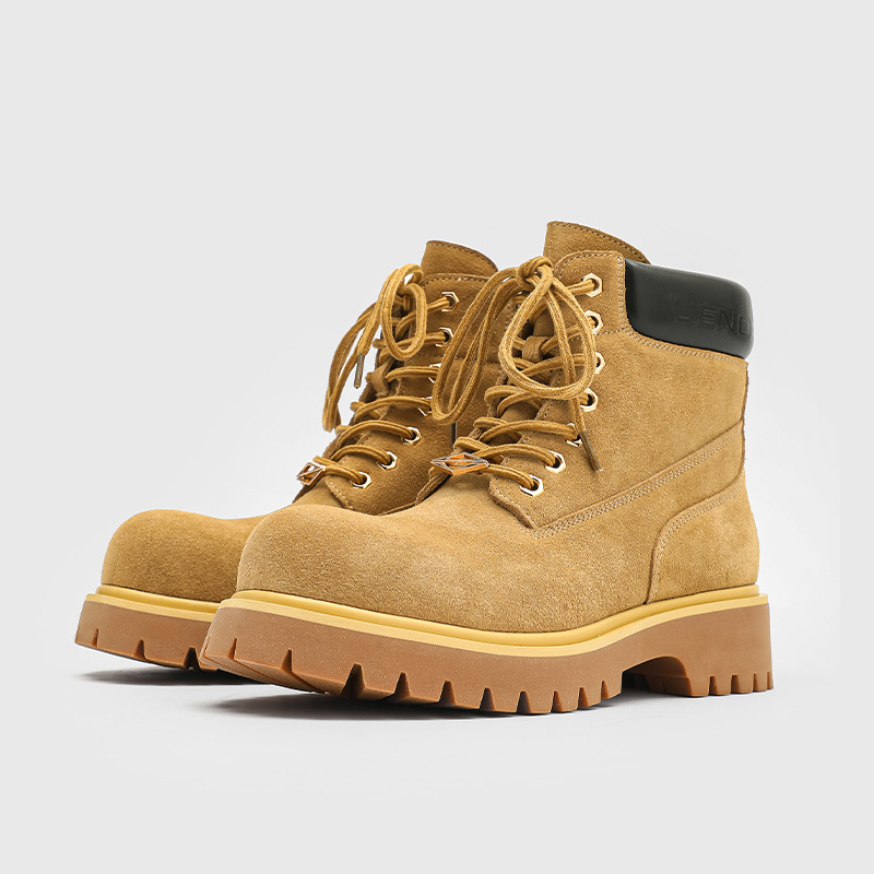 Pánske topánky z veluru, strednej výšky, gumená podrážka, zimné outdoorové turistické, Martin štýl.