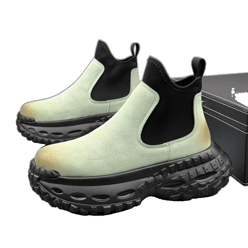 Muške visoke Martins čizme – gradski stil, radne čizme (Gornji materijal: mikrovlakna koža; Potplat: gumena pjena; Oblika prstiju: okrugla; Funkcija: povećanje visine)