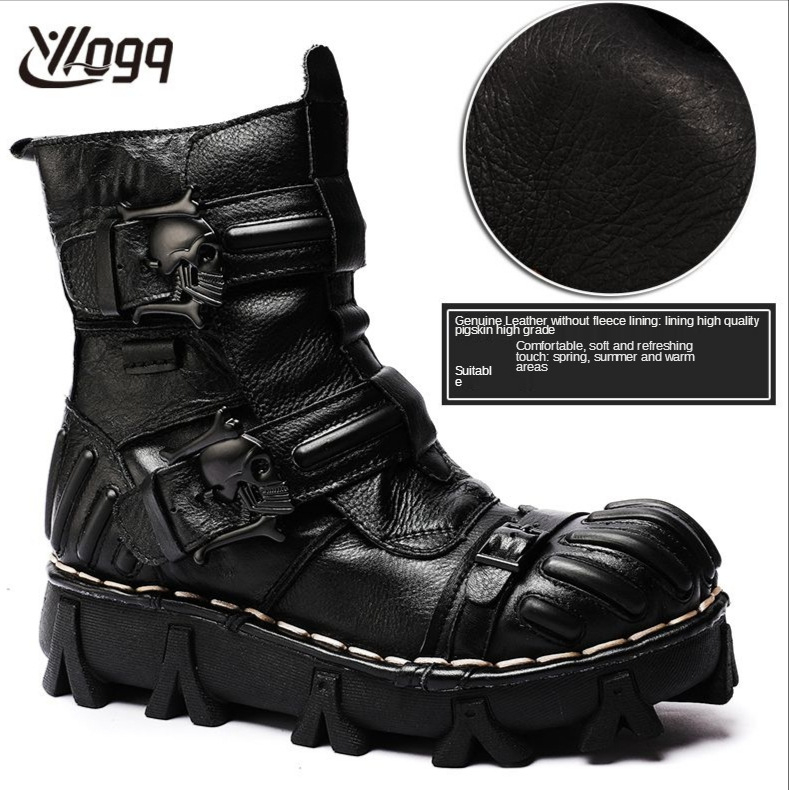 Muške čizme Martin - Koža najvišeg sloja, okrugli vrh, gumeni potplat, visina pete 3-5 cm, prozračne, protuklizne, apsorpcija udara, zatvaranje kopčom