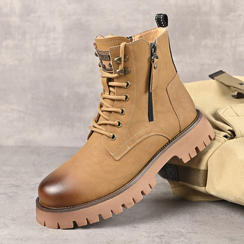 Martin čizme s fleec podstavom, srednja visina potkoljenice, klinasti potplat, prednje vezanje