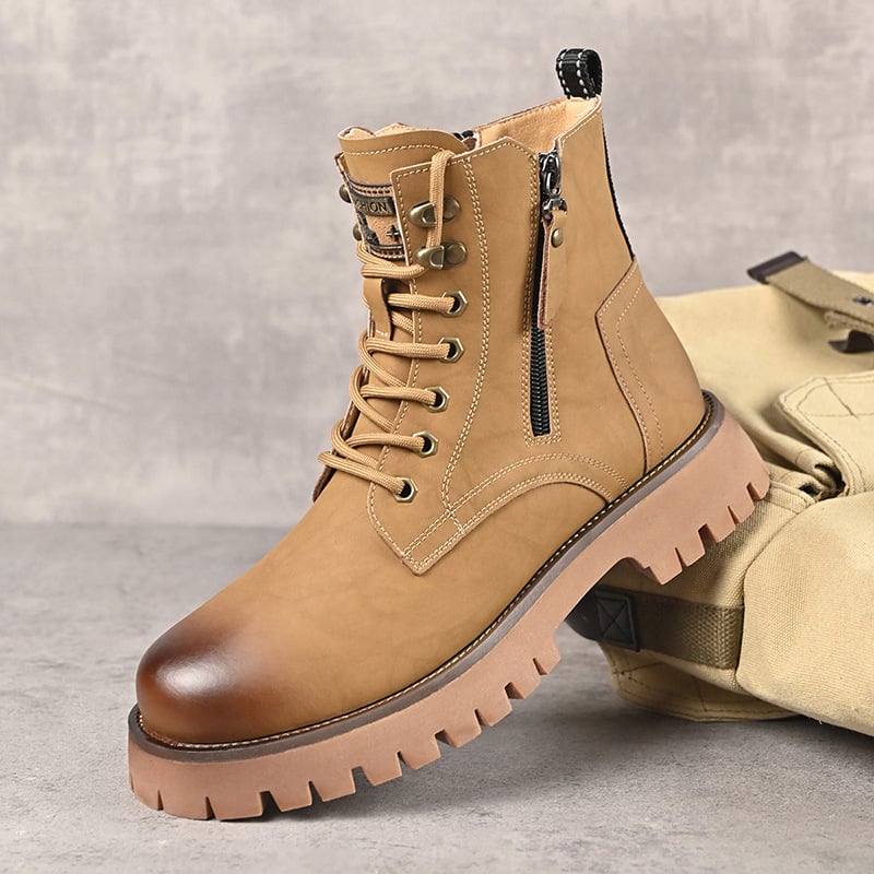 Martin čizme s fleec podstavom, srednja visina potkoljenice, klinasti potplat, prednje vezanje