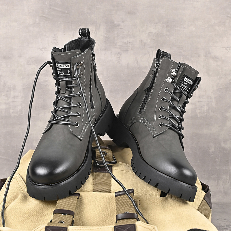 Martin čizme s fleec podstavom, srednja visina potkoljenice, klinasti potplat, prednje vezanje