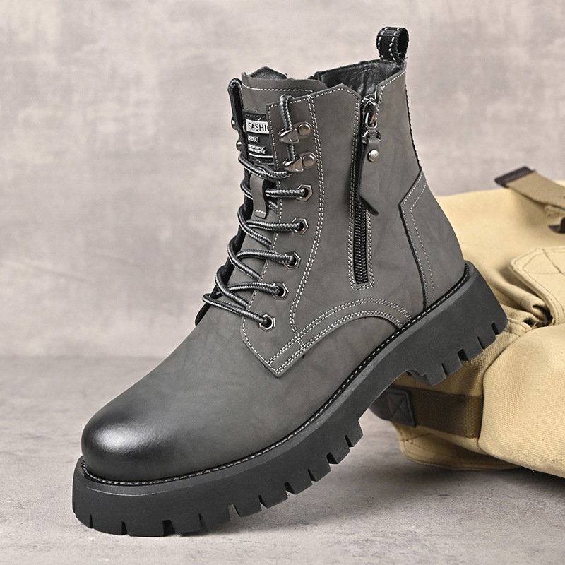 Martin čizme s fleec podstavom, srednja visina potkoljenice, klinasti potplat, prednje vezanje