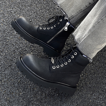 Martin topánky unisex, zimné turistické, zvršok zo zmesi materiálov s teľacou split kožou, gumová podrážka, vysoký holenný lem so zipsom