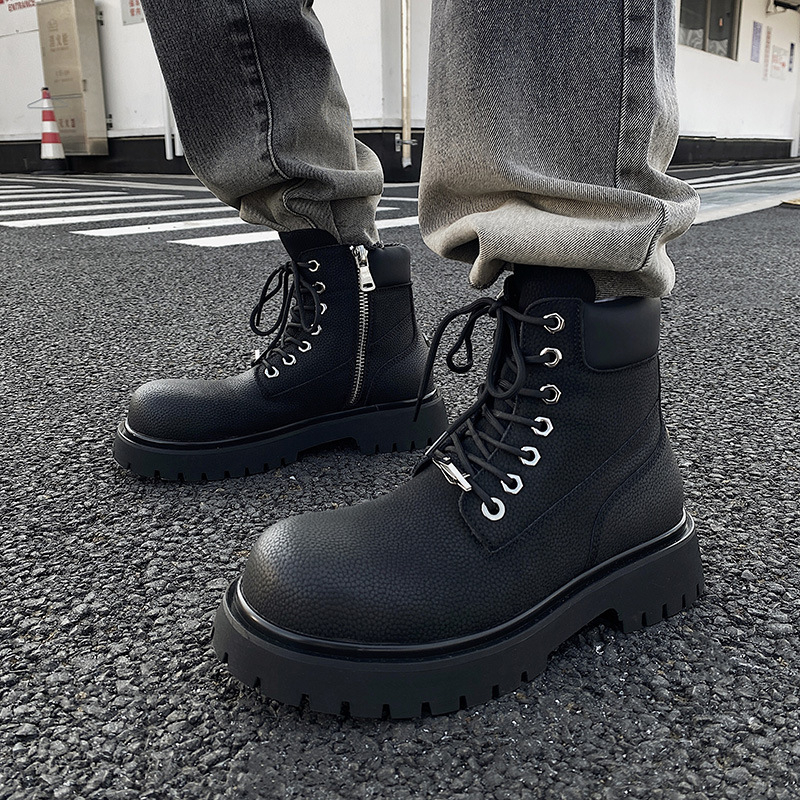 Martin topánky unisex, zimné turistické, zvršok zo zmesi materiálov s teľacou split kožou, gumová podrážka, vysoký holenný lem so zipsom