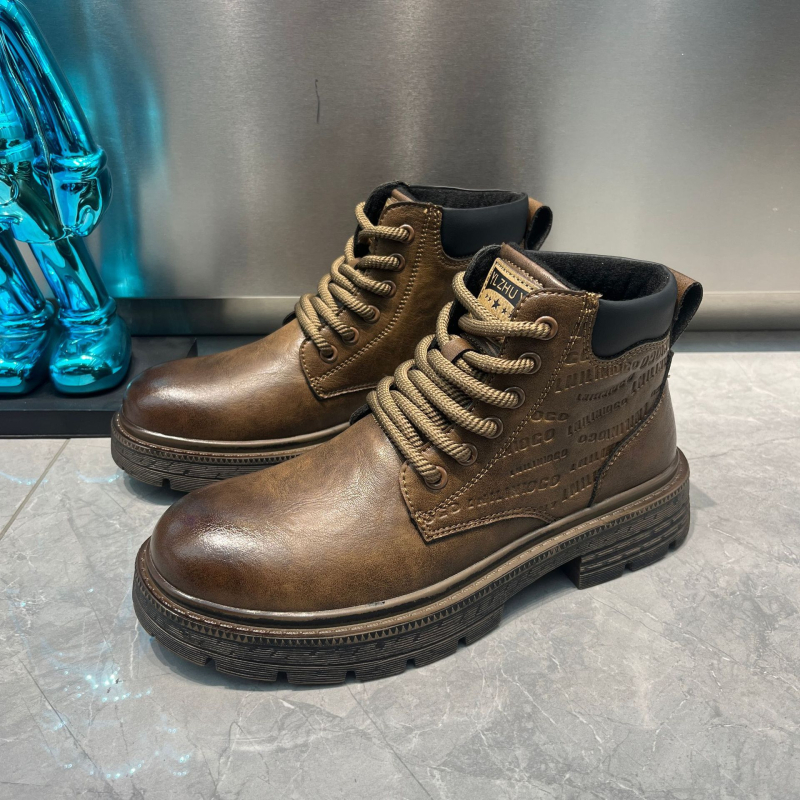 Pánske Martin topánky na zimu 2025 s vrchným dielom z velúru, britský retro štýl, protišmyková gumová podrážka, vnútorná časť z bavlny, textilná stielka