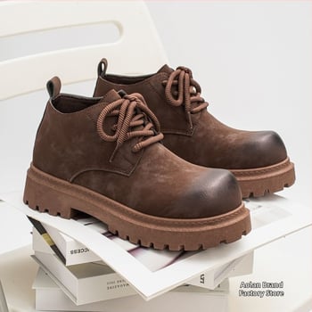 Muške Martin čizme, britski retro stil za jesen-zimu, debela potplat, niski peta 1–3 cm, gornji dio od više materijala, PVC potplat, PU koža, bez podstavke