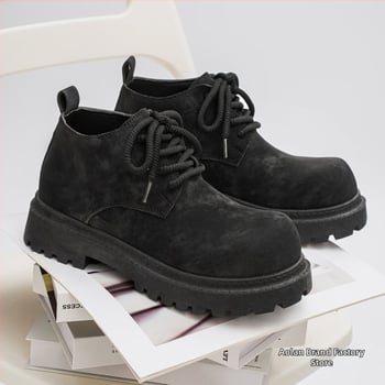 Muške Martin čizme, britski retro stil za jesen-zimu, debela potplat, niski peta 1–3 cm, gornji dio od više materijala, PVC potplat, PU koža, bez podstavke