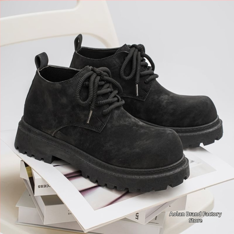 Muške Martin čizme, britski retro stil za jesen-zimu, debela potplat, niski peta 1–3 cm, gornji dio od više materijala, PVC potplat, PU koža, bez podstavke