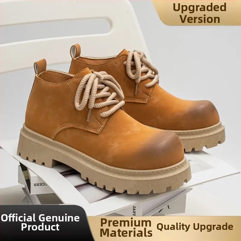 Muške Martin čizme, britski retro stil za jesen-zimu, debela potplat, niski peta 1–3 cm, gornji dio od više materijala, PVC potplat, PU koža, bez podstavke