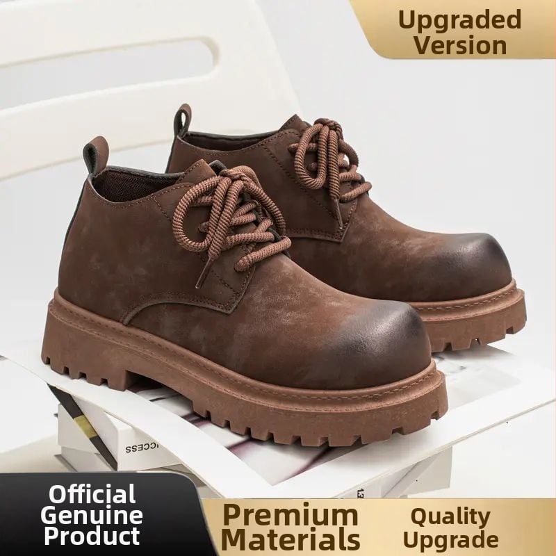 Muške Martin čizme, britski retro stil za jesen-zimu, debela potplat, niski peta 1–3 cm, gornji dio od više materijala, PVC potplat, PU koža, bez podstavke