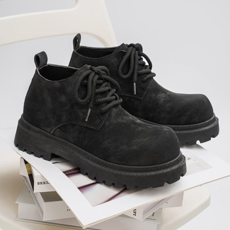 Muške Martin čizme, britski retro stil za jesen-zimu, debela potplat, niski peta 1–3 cm, gornji dio od više materijala, PVC potplat, PU koža, bez podstavke