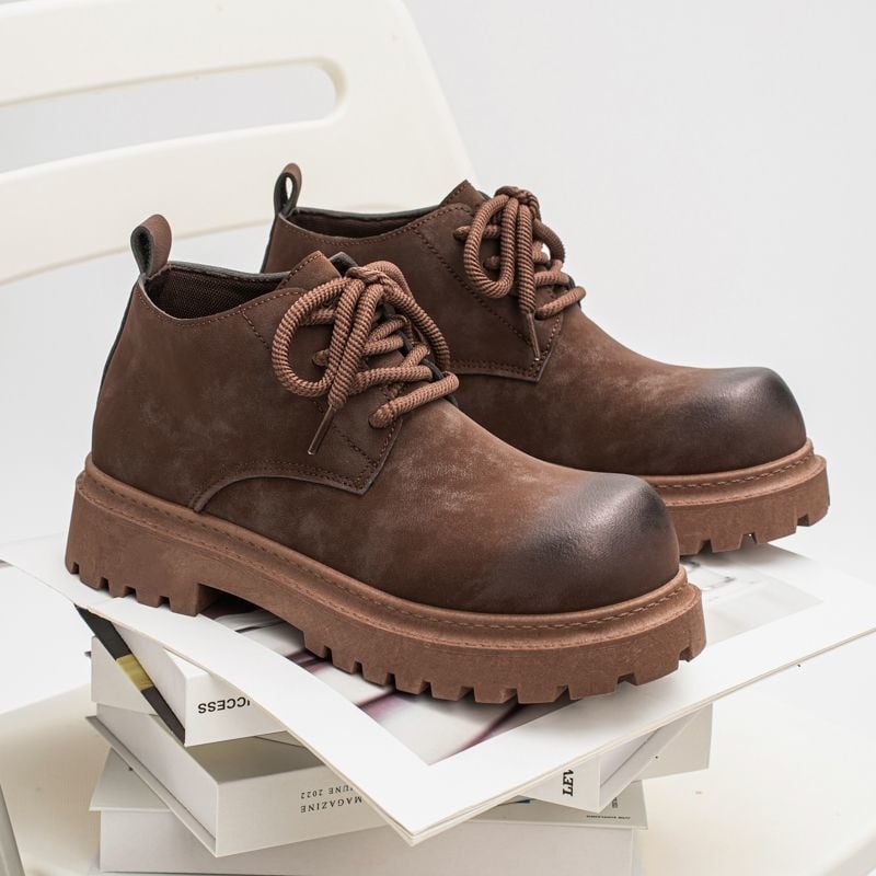 Muške Martin čizme, britski retro stil za jesen-zimu, debela potplat, niski peta 1–3 cm, gornji dio od više materijala, PVC potplat, PU koža, bez podstavke