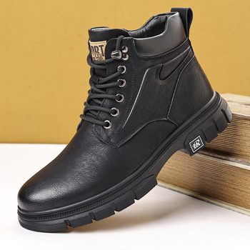 Muške Martin čizme od kože, podstava od ovčjeg shearlinga, gumeni potplat, bočni zatvarač, zimska topla obuća