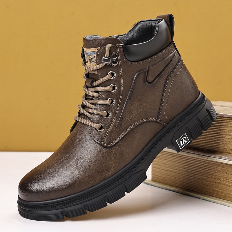 Muške Martin čizme od kože, podstava od ovčjeg shearlinga, gumeni potplat, bočni zatvarač, zimska topla obuća