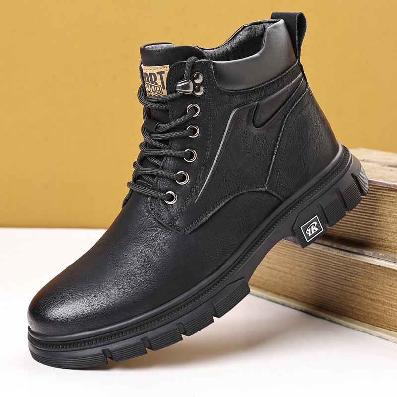 Muške Martin čizme od kože, podstava od ovčjeg shearlinga, gumeni potplat, bočni zatvarač, zimska topla obuća