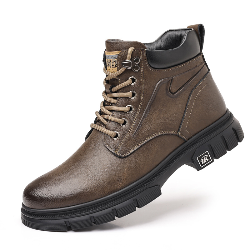 Muške Martin čizme od kože, podstava od ovčjeg shearlinga, gumeni potplat, bočni zatvarač, zimska topla obuća