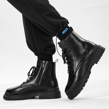 Muške Martin čizme, visoke, PU gornji dio, gumena potplata, okrugli vrh, bočni zatvarač, srednja visina