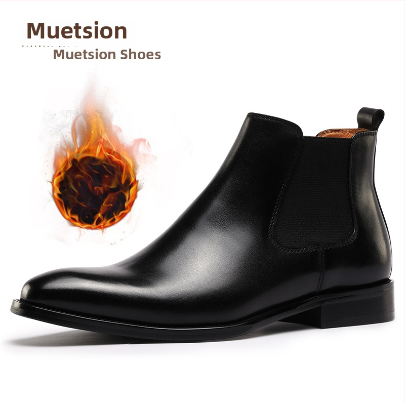 Muttsion Chelsea bateliai, karvių oda, šilta vyriška avalynė, britiškas stilius