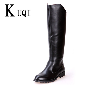 Muške viteške čizme: visok shaft, oštar vrh, stražnji zatvarač, srednji potpetica 3–5 cm, PU gornji dio